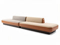 Modular sofa with leather and fabric upholstery for living room 200 x 90 x 80cm