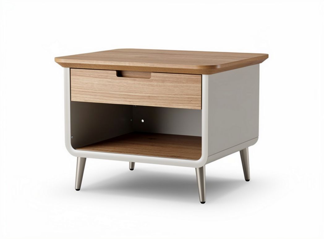 Modern wooden nightstand with drawer and open storage space 50 x 40 x 40cm