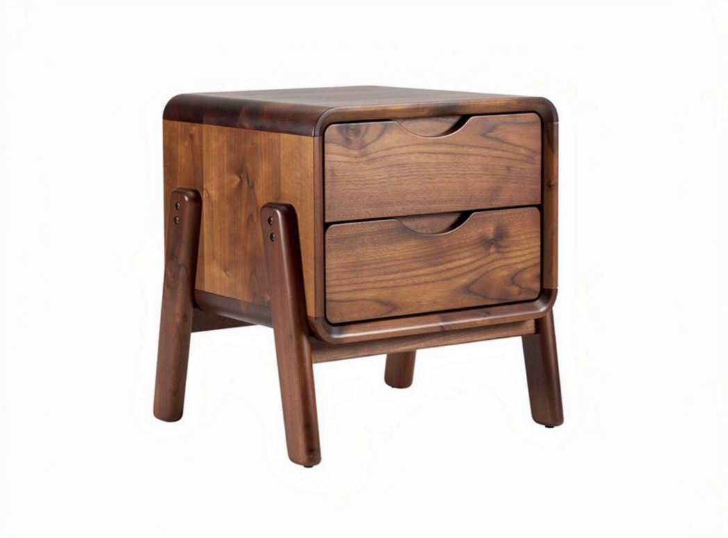 Wooden nightstand with two drawers for bedroom storage 50 x 40 x 45cm