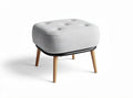 Square ottoman footrest with light gray fabric upholstery and wooden legs 45 x 45 x 40cm