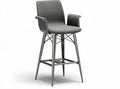 Bar height stool with gray fabric upholstery and metal frame 45 x 50 x 100cm