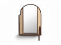 Arch wall mirror with wooden frame and shelf for modern home décor 50 x 30 x 90cm