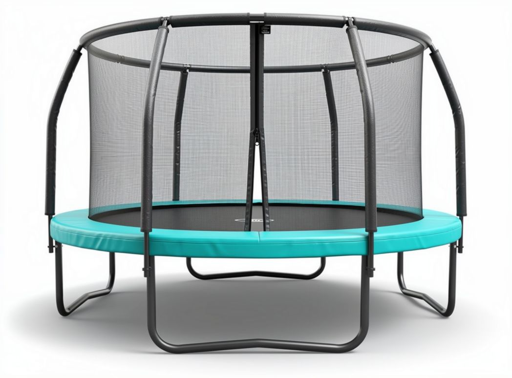 Round outdoor trampoline with safety net 250 x 250 x 250cm blue and black frame