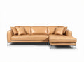 Leather sectional sofa with chaise lounge in tan 230 x 90 x 85cm