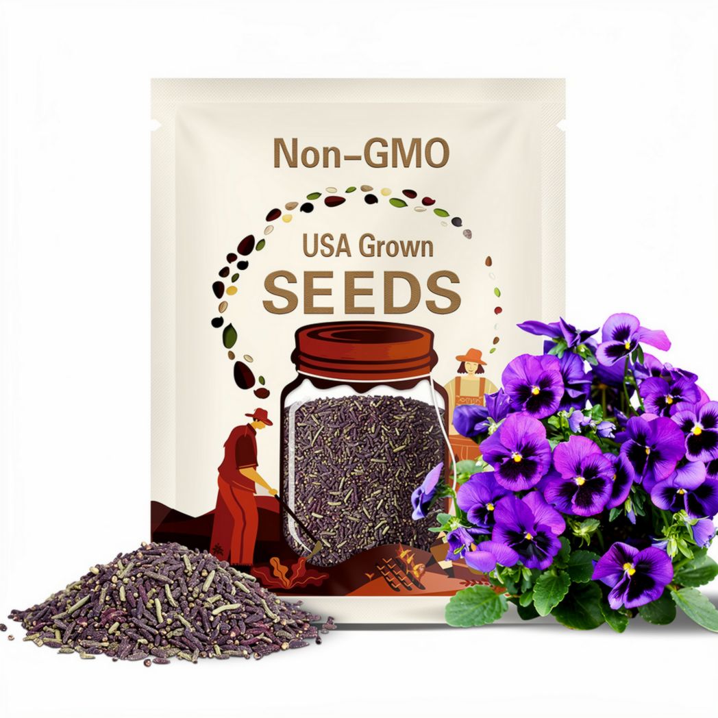 Purple Violet Pansy Seeds - Cold Resistant - Open-Pollinating - Self-Pollinating - Draft Resistant - Plant in late Summer/Spring#201