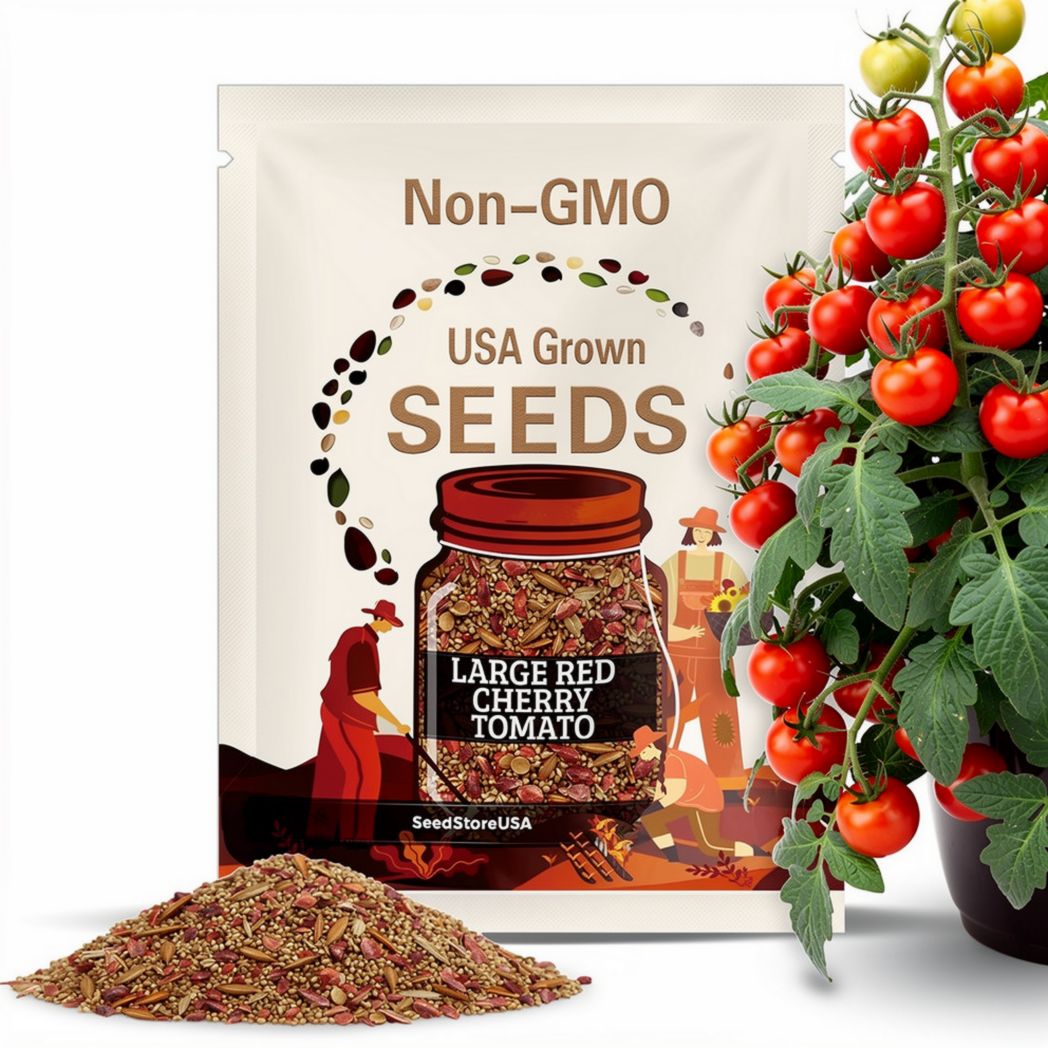 Cherry (Large Red) Tomato Seeds | Heirloom - Non-GMO | Solanum Lycopersicum | Vegetable Seeds | Seed Store | 1025