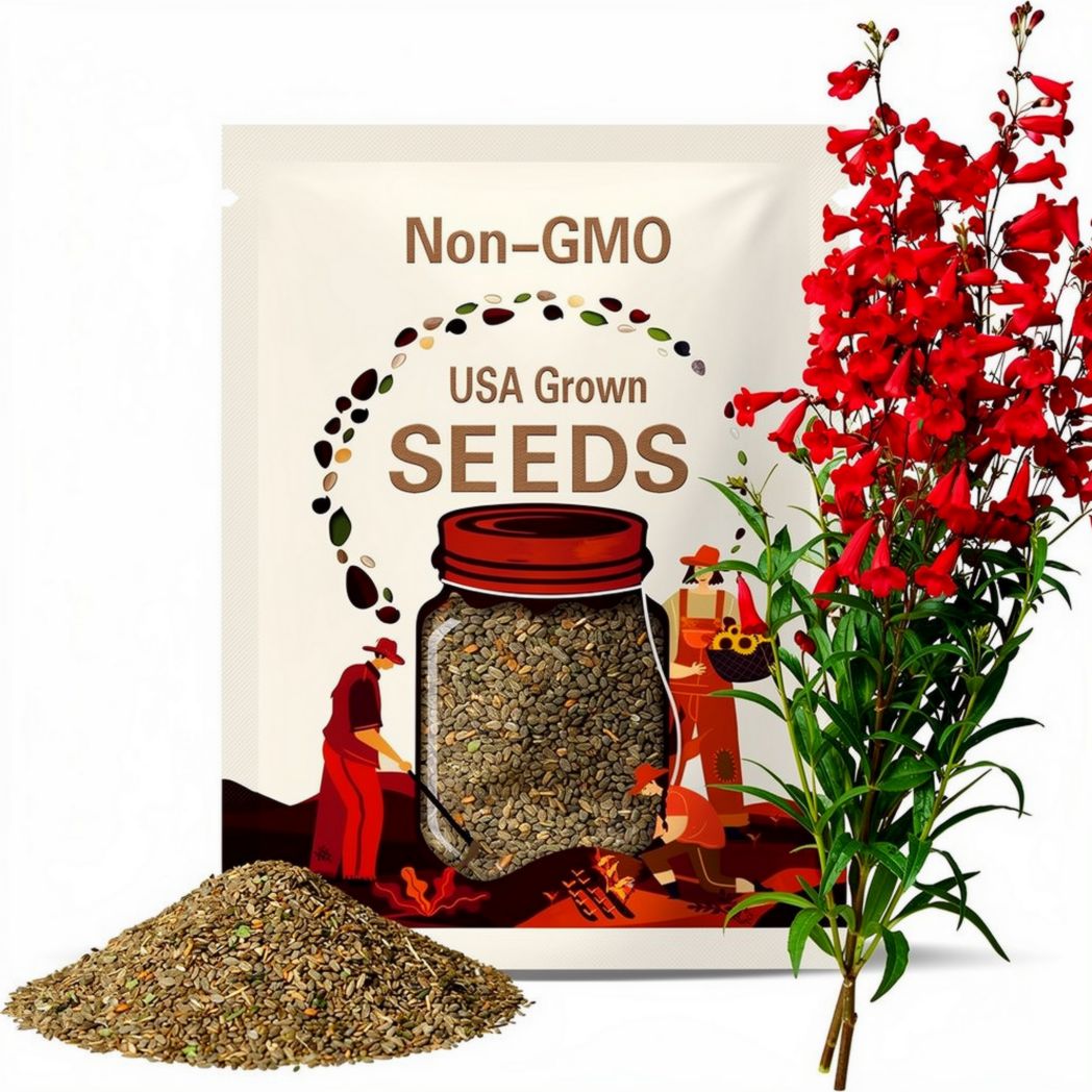 200 Eaton’s Penstemon Red Seeds – Firecracker Hummingbird Plant | Perennial Garden | Non-GMO