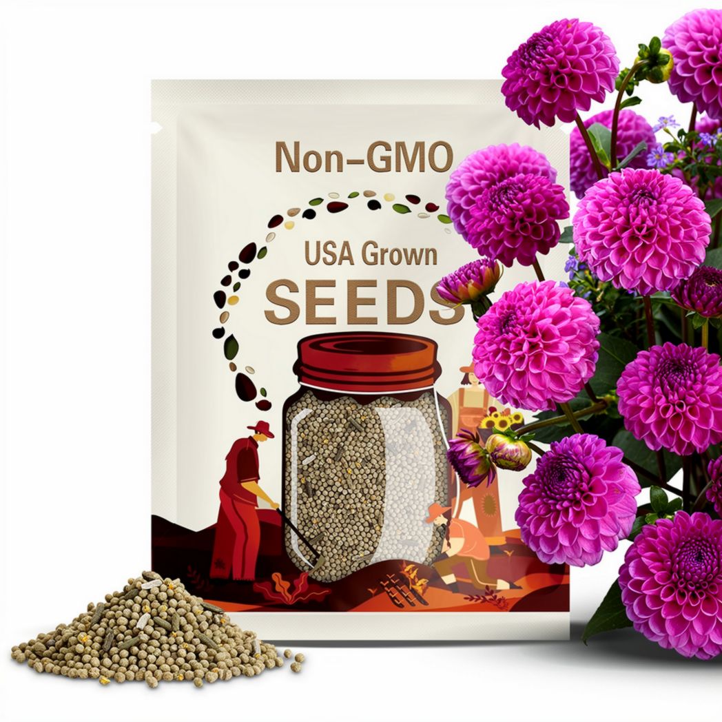 Pompon Dahlia Seeds – Pink & Peach Ball-Shaped Blooms for Cut Flower Gardens | Heirloom Dahlia Mix