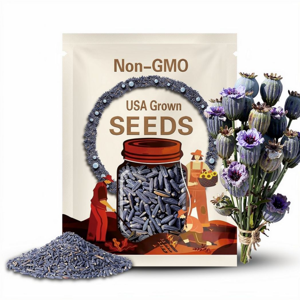 Turkish Blue Poppy Seeds: Papaver Somniferum, Lavender Purple Blooms